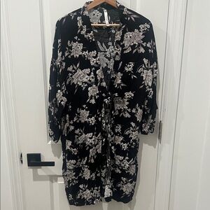 Spiritual Gangster Black Floral Open Front Kimono One Size